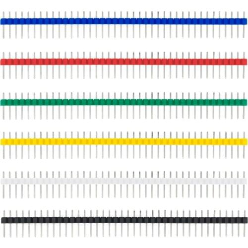 10pcs 40 Pin 1x40 Single Row Male 2.54 Breakable Pin Header Connector Strip For Arduino white/black/red/blue/green/yellow