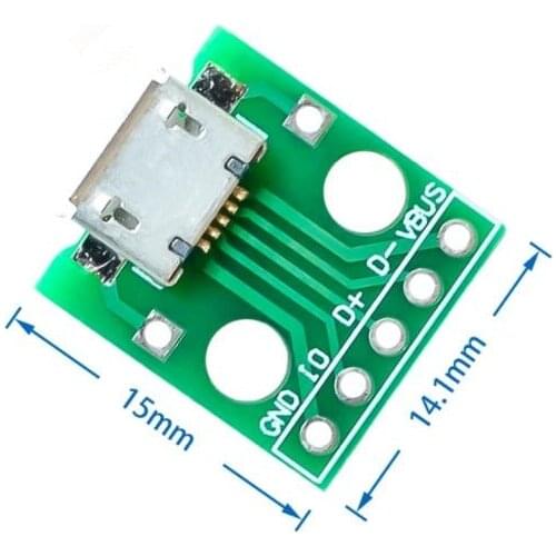 10PCS MICRO USB to DIP Adapter 5pin Female Connector B Type PCB Converter