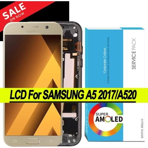 100% Original Amoled 5.2'' Display for Samsung Galaxy A5 2017 A520 SM-520F Full LCD Touch Screen Digitizer Assembly Repair Parts