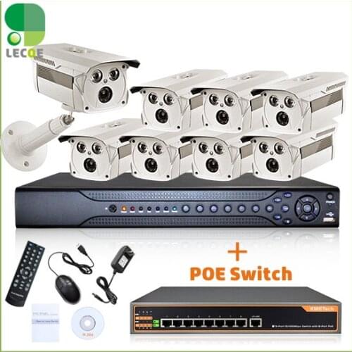 16CH 1080P 2 SATA NVR 8 POE 1080P Cameras 8ch PoE Switch CCTV Security POE KIT POE NVR System