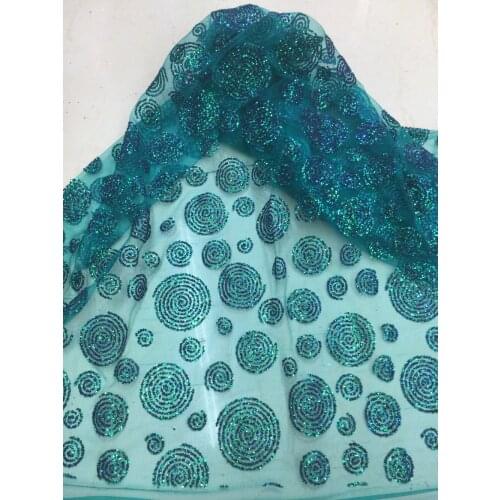 5yards/bag BZM003 dark green circle hand print glued glitter net mesh lace for sawing/lady dress