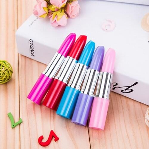 50pcs/lot Creative style lipstick lippie pen ballpoint pen children girls prize promotion gift blue ink