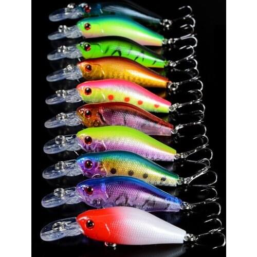 6# With Sharp Treble Hook 10Colors 7cm/8g Artificial 3D Simulation Eyes Floating Water Plastic Hard Bait Bass Anti-corrosion