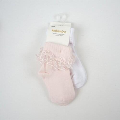 Akel 2'li Accessorized Baby Socket Socks Outdoor Cotton Socket socks Pink