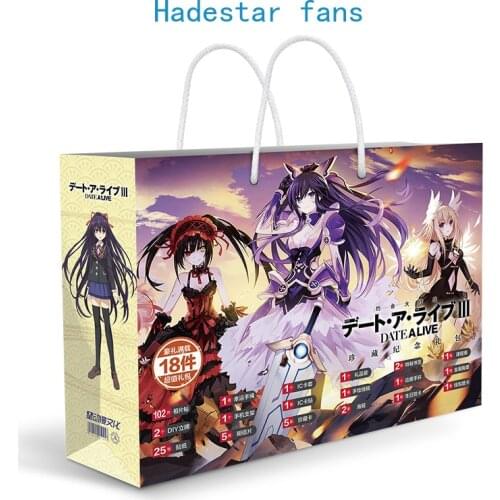 Anime date a live lucky gift bag collection toy include postcard poster badge stickers bookmark sleeves gift