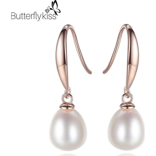 BK Freshwater Pearls Women’s Earrings 100% 925 Sterling Silver Elegant Girls Gifts White Purple Pink 2021 Fine Jewelry 25*7mm