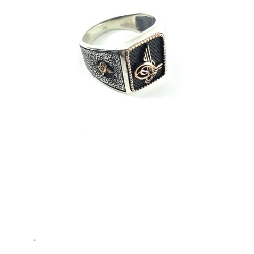 LARGE MIDDLE BLACK Gemstone BRICK Muslim Tattoo Ring 925 SILVER square Big black Gemstone MIDDLE LARGE BRICK TWO SIDES BRICK PA