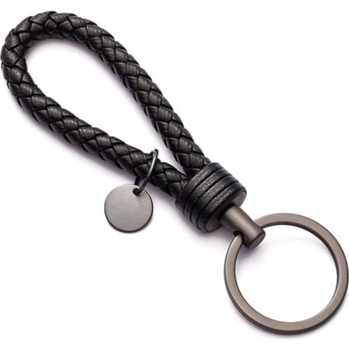 Handmade Braid Real Sheepskin Leather Rope Keychain Wrist Rope Couple Key Chain Llavero Key Ring Key Holder Car Key Accessory