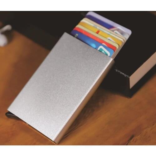 Quick Release Card Holder Slim Aluminum Men Purse with Elasticity Back Pouch ID Credit Card Holder Blocking Protect for Business