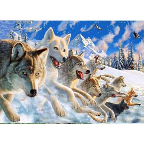 DIY Diamond Painting Cross Stitch Kit Pattern 5D Diamond Embroidery Mosaic Crafts Full Drill Animal wolves Decorative gift GH167
