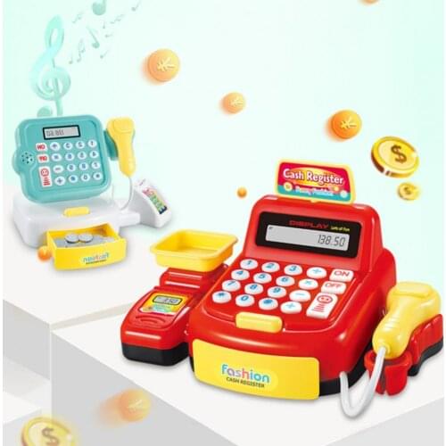 Electronic Children Pretend Play Mini Simulation Supermarket Cash Register Game Role Pretend Play Cashier Girl Toy