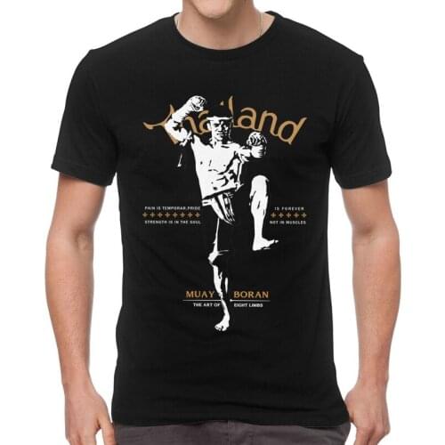 Muay Thai T-Shirts Men Streetwear T Shirt Short Sleeve Thailand Wai Kru Tshirts 100% Cotton Tee Tops Clothes