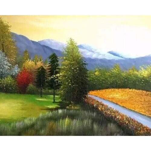 Gatyztory DIY Painting By Numbers Handpainted Landscape Oil Painting Home Decor Canvas Colouring Frame 60x75cm