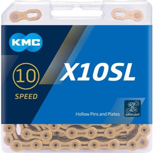 KMC X10 X10SL full hollow gold chain 10/20/30 speed original box chain for shimano SRAM road/MTB bike chain 116L
