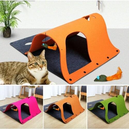 44*60/52*70cm Felt Cloth Cat Tunnel Cat Tube Maze Cat House Toy Cat Puppies Kitten Mouse Rabbit Multifunctional Pet Tunnel
