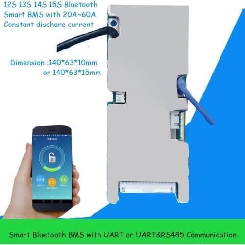 10S 11S lithium ion Smart Bluetooth Smart BMS with RS485 or UART Communication 20A 30A 40A 60A constant current for 36V Battery
