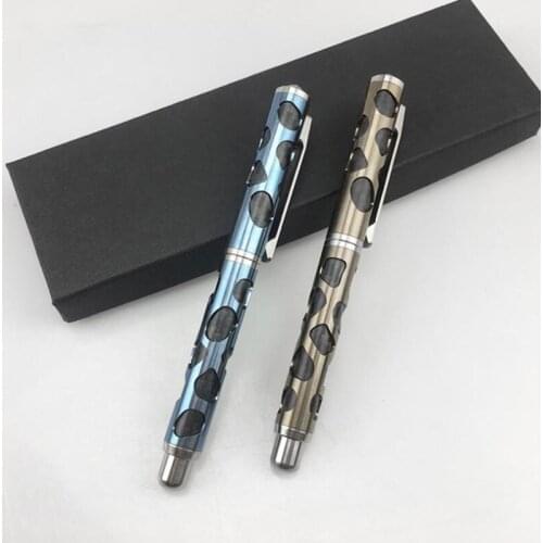 Multi-function TC4 Titanium + Carbon Fibre Ball Pen with Clip Tungsten Attack Head Tactical Pen Protable Writing Tool Outdoor