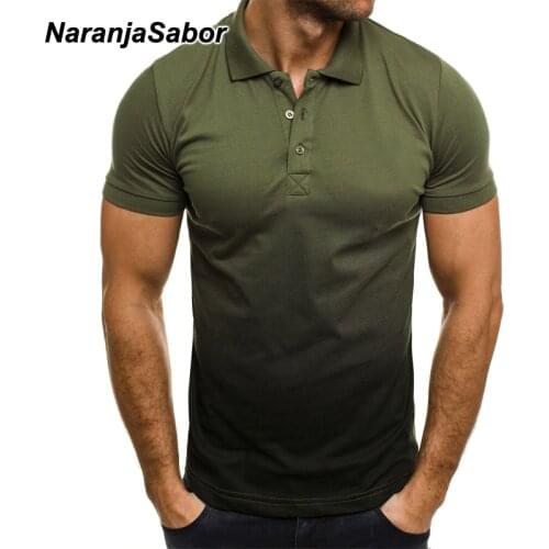 NaranjaSabor Mens Tops Summer Polo Color Gradient Shirts Mens Sports Casual Thin Shirts Male Brand Clothing Plus Size 5XL N676