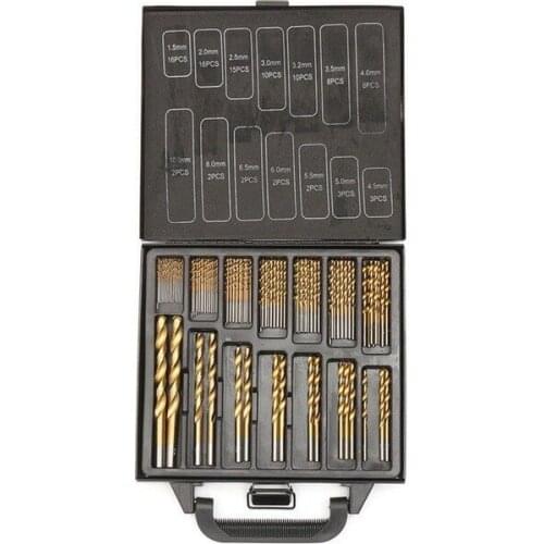 99PCS HSS Twist Drill Bits Set 1.5-10mm Titanium Coated Surface 118 Degree For Drilling Metal DIY Home Use With Iron Box Packing