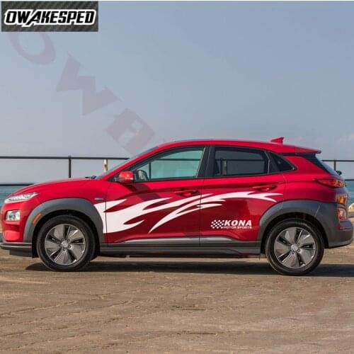 Car Body Door Side Both Decor Sticker Flame Sport Graphics Vinyl Body Decal For Hyundai KONA Auto Styling Accessories Stickers