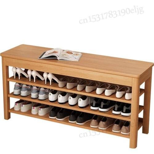 Nordic Solid Wood Shoe Changing Stool Shoe Cabinet Large Capacity Home Entrance Solid Wood Door Entrance Hall Cabinet Home Stora