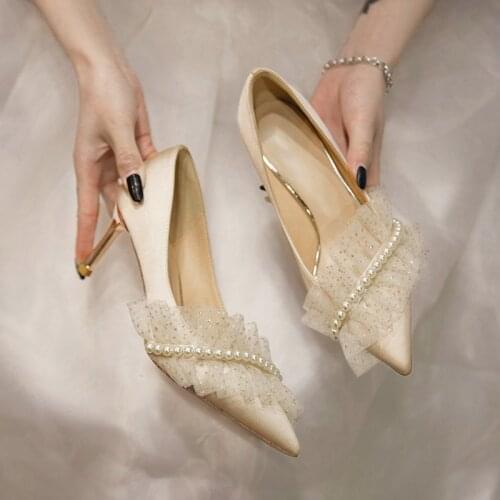 2021 spring and autumn new ladies fashion stiletto high heels bridal wedding shoes bridesmaid shoes single shoes