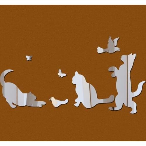 New Wall Stickers Acrylic Mirror Diy Home Decor Pegatinas De Pared Kitchen Pastoral 3d Sticker Animal Spanish