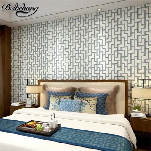 Beibehang wallpaper Thick suede Chinese-style retro non-woven wallpaper Living room TV backdrop Simple Plain Bedroom Wallpaper