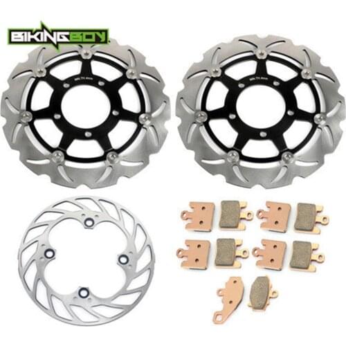 BIKINGBOY Front Rear Brake Disks Discs Rotors + 5 Set Pads For Kawasaki Ninja ZX6R 636 2003 2004 ZX636B ZX6RR 03 04 ZX600K M