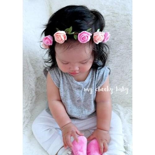 New Toddler Newborn Kids Crown Headband Baby Girl Kids Garlands Gold Leaves Hair Band Rose Flower Wreath Red Blue White Beige