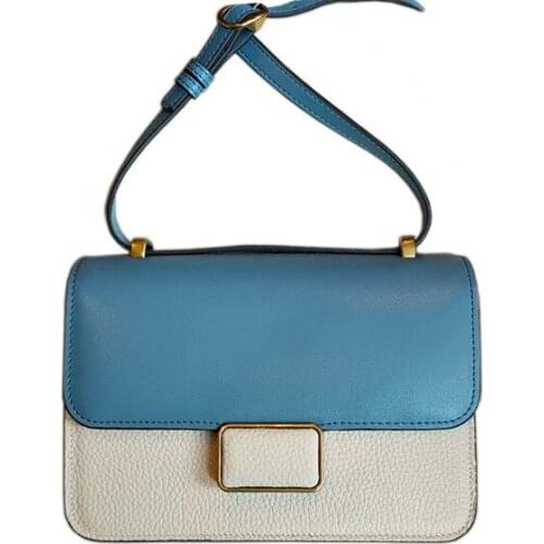 Genuine Leather Tofu Bag 2021 New Trendy Messenger Bag Fashion Hit Color Small Square Bag Net Celebrity Explosion