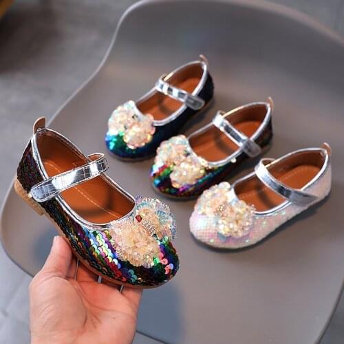 Kids Girls Casual Princess Single Shoes Children Girls Cut-Outs Flat Sandals Slip- on Dance Party Shoes SHS027