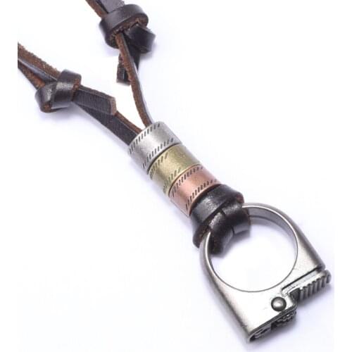 Vintage Steampunk Accessories Lighter Necklace Genuine Leather Pendent Chain Necklace Jewelry Women Men personalized necklace