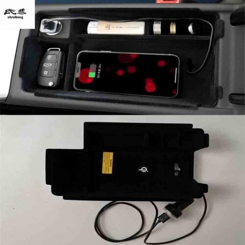 1lot 10W Mobile phone wireless charging Central armrest storage box For AUDI A4 B9 8W2 2017 2018 / A5 F53 2017-2018