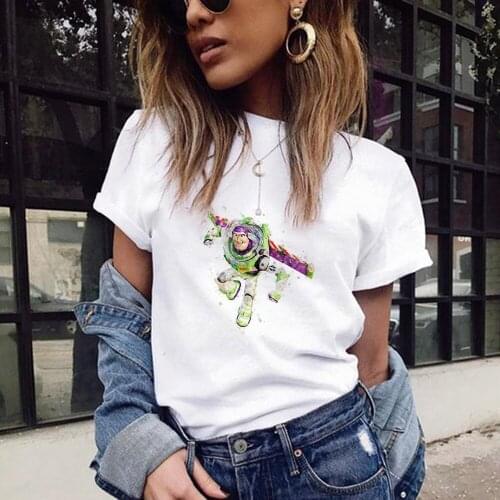 Tshirt Girls Disney Toy Story Buzz Lightyear Print T Shirt Women Short Sleeve Summer Harajuku Tops Tee