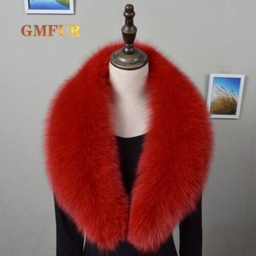 Women Large Size Neck Warmer Fur Scarf Luxury Shawls 100% Natural Real Fox Fur Collar For Women Men Coat Jacket Fur Scarves
