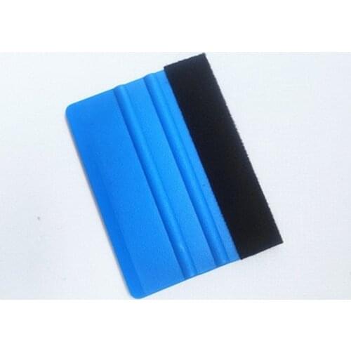1pc Auto Styling Vinyl Carbon Fiber Window Ice Remover Cleaning Wash Car Scraper With Felt Squeegee Tool Film Wrapping 10x7cm