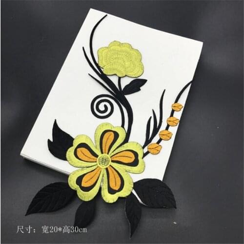 1pc Flower Cheongsam Applique Clothing Embroidery Patch Fabric Sticker Iron On Patch Craft Sewing Repair Embroidered 20X30cm
