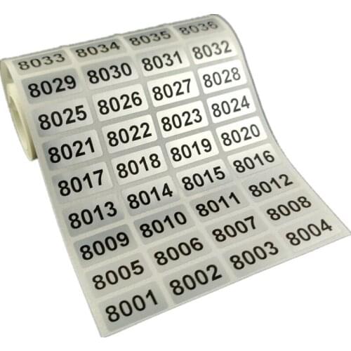 1000 PCS/ Roll Consecutive Number Inventory Labels Stickers From 001 to 10000 For Choose