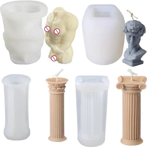 3D Roman Column Candle Mould DIY Western Character Portrait Candle Silicone Mold Handmade Aromatherapy Candle Making Supplies