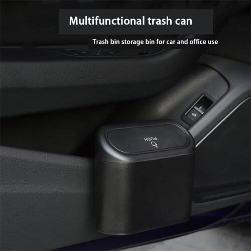 Car trash can hanging car storage box trash can black Abs square push trash can car interior accessories
