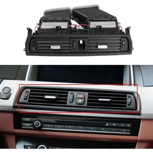 Car Front Console Dash Air Conditioner Chromed AC Vent Assembly For BMW 5 Series F10 F11 F18 2010-2017 Mouldings Panel Grille