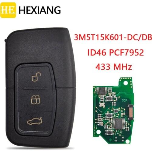 HE Xiang Car Remote Control Key For Ford Focus C-Max MK2 Kuga Mondeo Galaxy 3M5T15K601-DC/DB ID46 PCF7952 433MHz Promixity Card