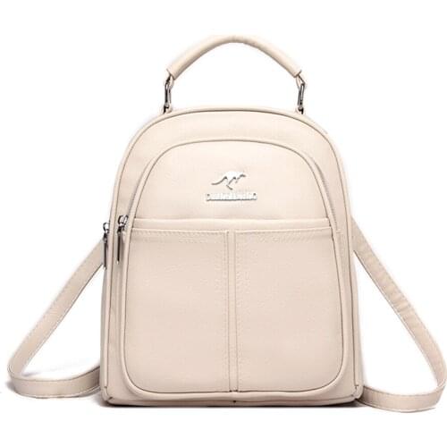 Brand Luxury Backpack Soft Leather Waterproof Bagpack Preppy Style Young Student Bag Multifunction Mochila Feminina Sac A Dos