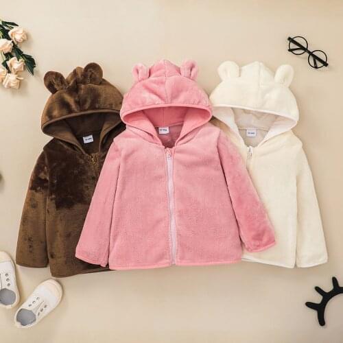 Toddler Infant Baby Girls Boys Jackets Kids Winter Clothes Coral Fleece Hooded Coat Childrens Jackets Child Clothing 1 2 3 4 6Y