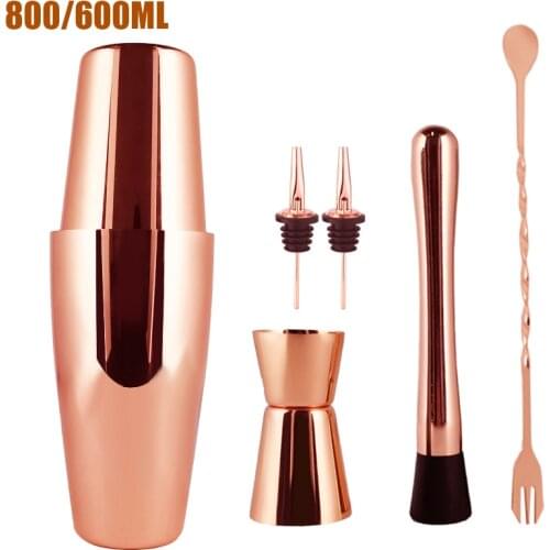8pc 450ml 600m lStainless Steel Cocktail Shaker Mixer Bartender Double End Jigger Strainer Ice Mixing Spoon Measure Cup Bar Tool