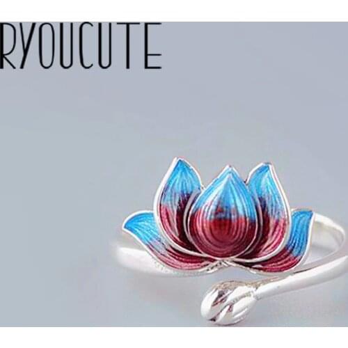 Bohemian Vintage Big Lotus Flower Ring For Women Female Lady Antique Knuckle Cocktail Rings Boho Jewelry Anillos
