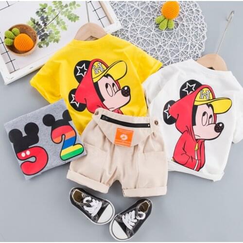Summer Baby Boys Mickey Mouse Clothes Suits Children Cotton Short Sleeve T-Shirt+Pants Sets Toddler Kids Fashion Clothing Outfit