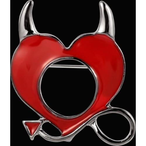 Fashion Devil Love Brooch Enamel Hollow Design Badge Men Women Clothing Backpack Pin Lapel Creative Accessories
