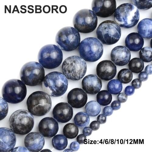 Fashion Noble Blue Stripe Round Charms Natural Stone Beads For Jewelry Making Necklace Bracelet Diy Gift 4MM 6MM 8MM 10MM 12MM